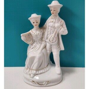 Vintage Elegant Porcelain Figurines Of The Musical Couple French Court Victorian